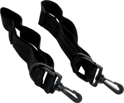 Image shows the side straps for the Trabasack lap desk bag, extended and long in size