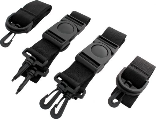 Image shows a compact view of all four straps - including two side straps and two longer, button buckle straps