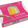 Image shows yellow Nimble cutting tool in bright pink packaging