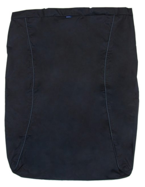 Image is a photograph of the Seenin waterproof leg cover in black colour, lay flat on a white background