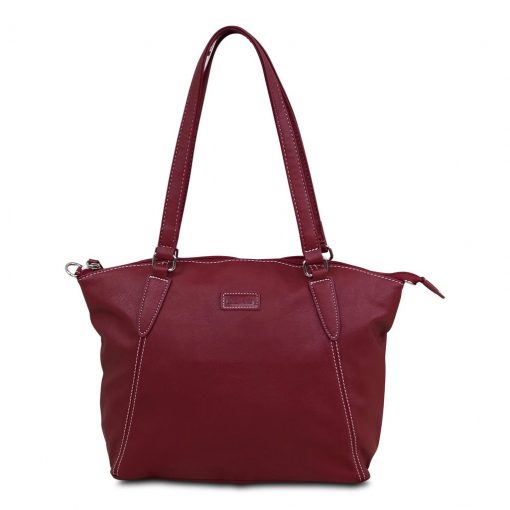 Image shows a photograph of the Samantha Renke inclusive bag in a "Berry" colour on a white background