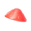 Image is a photograph of the red, toadstool-esque Jar Opener on a white background