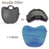 Image is a composite of three photographs, the Trabasack Curve with Classic Black trim, Curve with Purple Trim and the Trabasack non-slip mat. Text reads "Bundle offer, Trabasack Curve in black or Curve with purple trim and 2 non-slip mats"