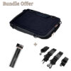 Image is a composite of photographs including the Trabasack Mini Connect, Hook Tapes in packaging and side straps. Text reads "Bundle offer - Trabasack Mini Connect, Hook Tapes and Side Straps"
