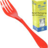 a single red knork plasticware next to a 24 piece clear set box