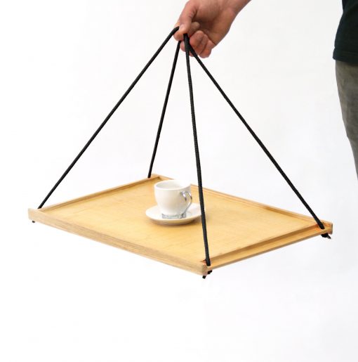 swinging tea tray with a cup on the middle. main image