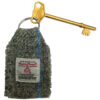 Brass RADAR key with Harris Tweed key fob - small head - Grey