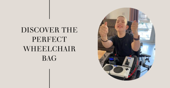 Discover the perfect wheelchair bag text and image of young man using a trabasack and giving a thumbs up